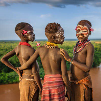 karo tribe village omo river photos